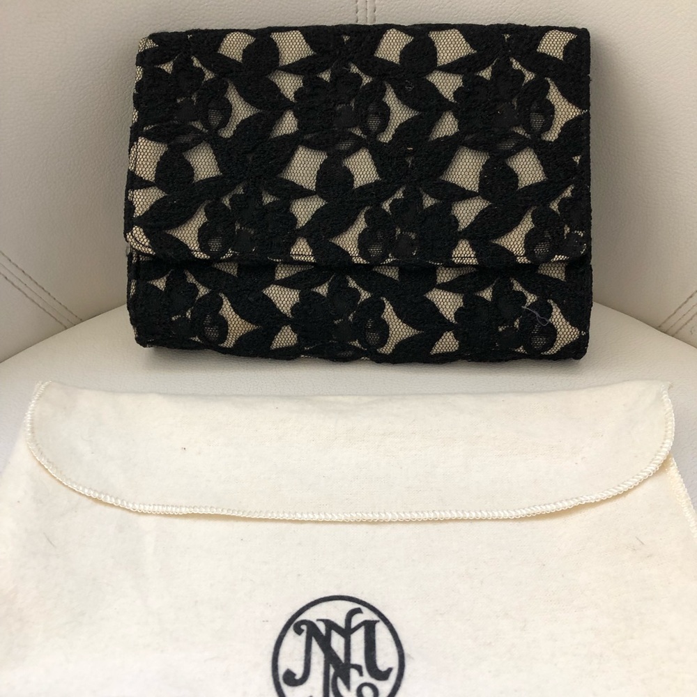 Neiman Marcus lace fabric evening bag  clutch 6 1/2 inch by 8 inches